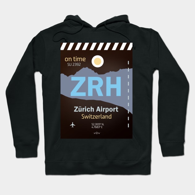 ZRH Zurich Airport code Hoodie by Woohoo